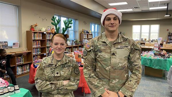 Soldiers in holiday hats