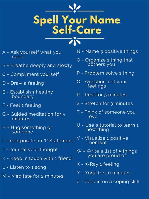 list of self care topics