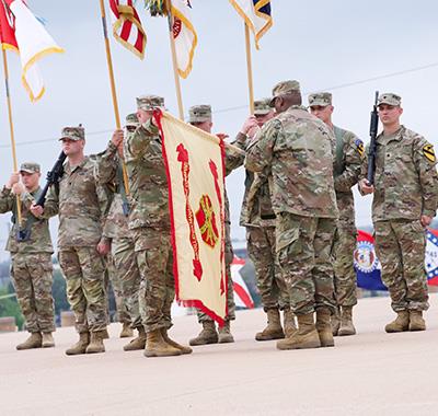 Soldiers uncase new garrison flag