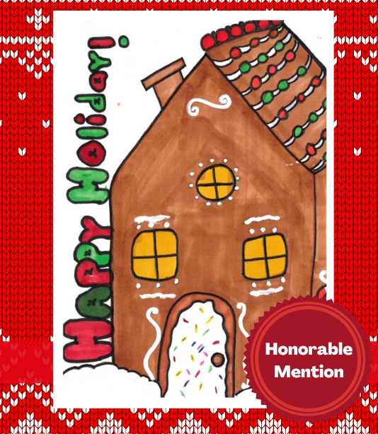 Student drawing of gingerbread house