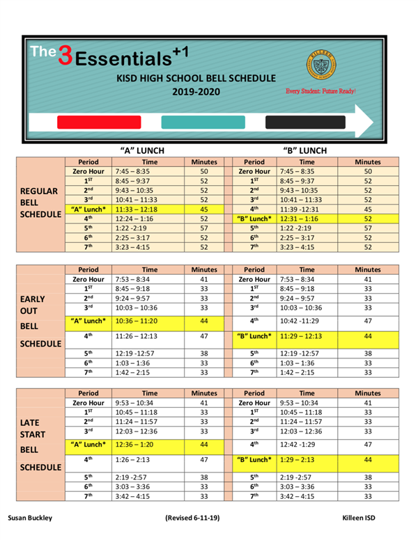Bell Schedules / KHS Bell Schedules