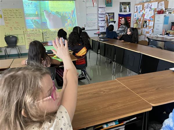 Guest reader, K. McClish, reading to class