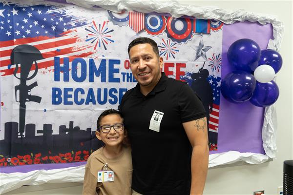 Father and Son at Military Lunch