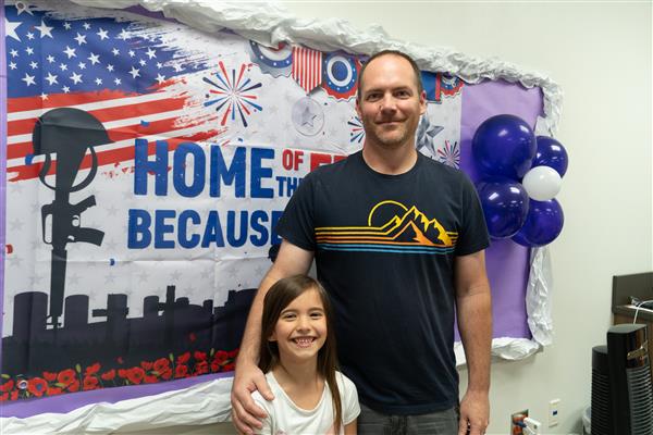 Father and Daughter at Military Lunch