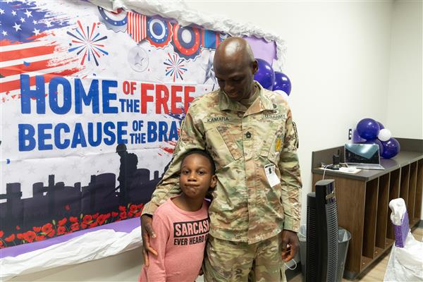 Father and Daughter at Military Lunch