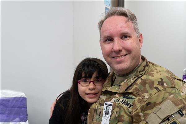 Father and Daughter at Military Lunch