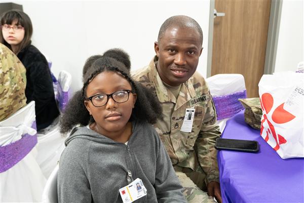 Father and Daughter at Military Lunch