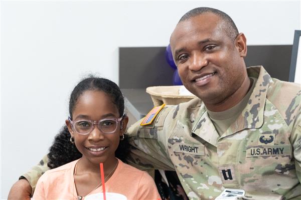 Father and Daughter at Military Lunch