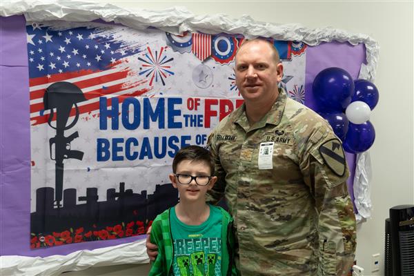 Father and Son at Military Lunch